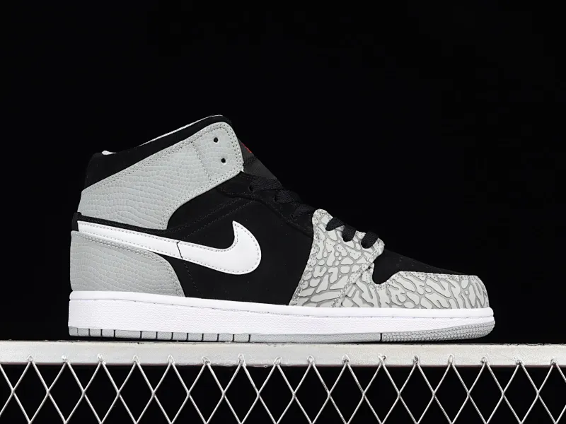 All categories Air Jordan Jordan series basketball shoes Air Jordan 1 Mid Air Jordan 1 Mid "Elephant Toe" AJ1 Joe 1 black and gray crackle pattern DM1200-016